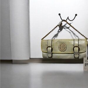 ANTONIO MELANI Cream Croc-Embossed Clutch